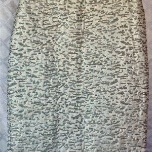 Vintage Style Silver Brocade Pencil Skirt Size 12 Worthington